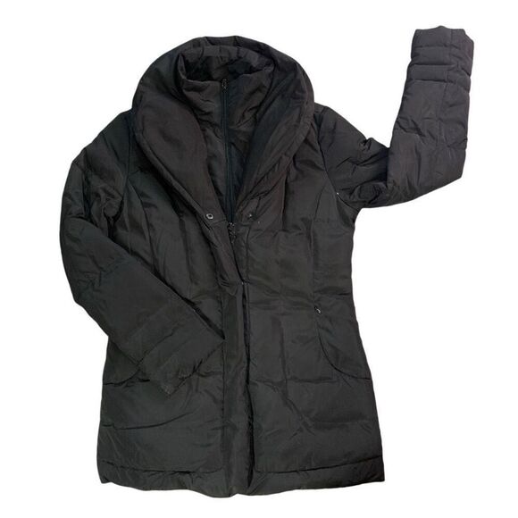 Calvin Klein Womens Small Zip Snap Front Duck Down Puffer Coat Jacket‎ Black - Picture 1 of 8